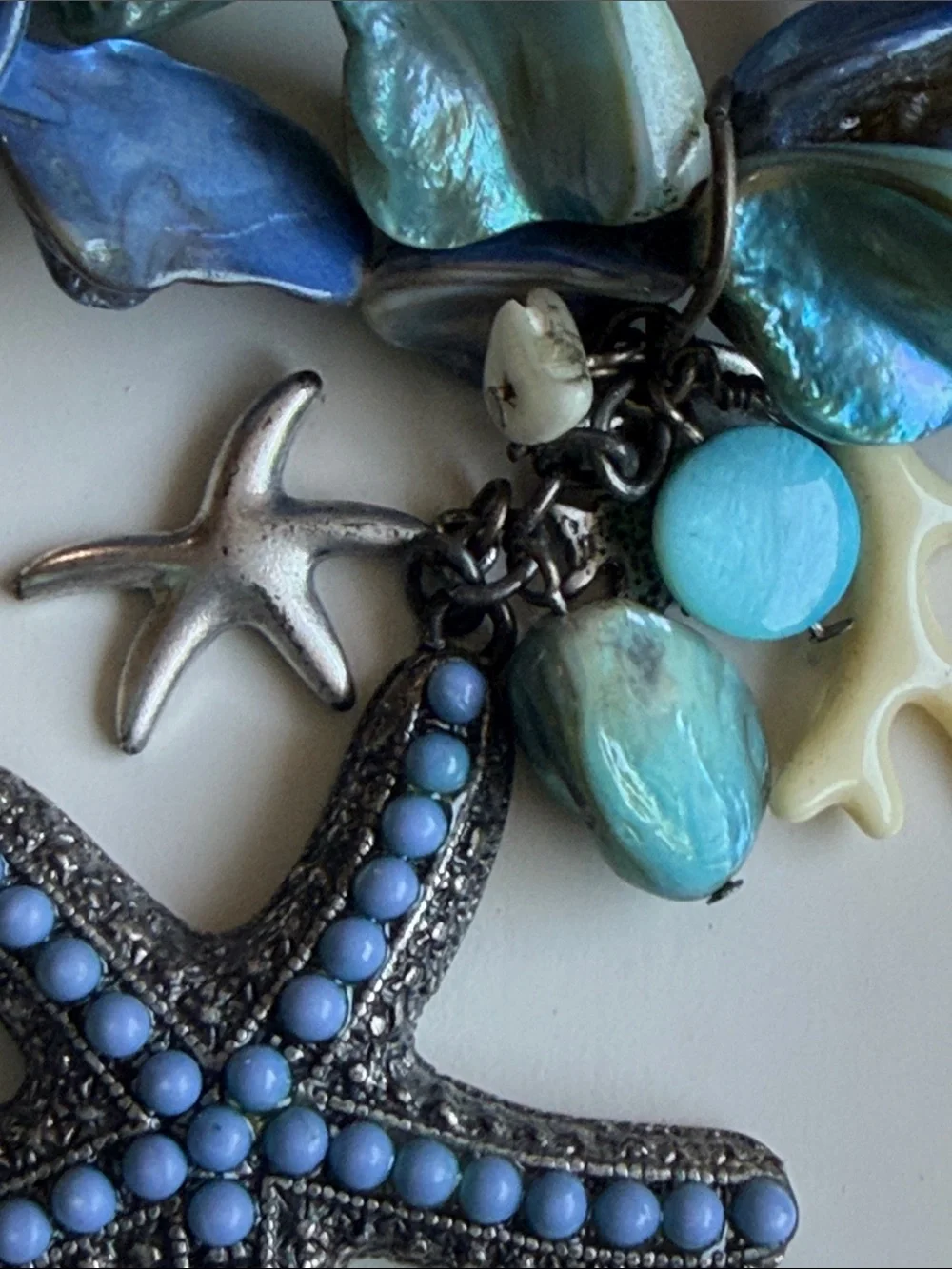 Blue Shell & Bead Multi-Strand Bracelet